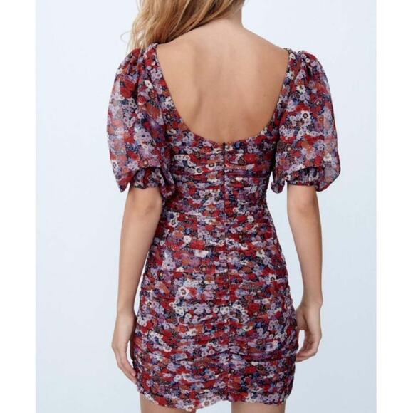 ZARA Floral Ruched Dress Size Small NWT - Picture 9 of 9